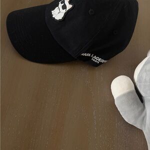 Karl Lagerfeld Kids Black Hat with Iconic Patch